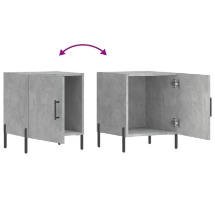 Нощно шкафче, бетонно сиво, 40x40x50 см, инженерно дърво