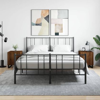 Нощни шкафчета, 2 бр, кафяв дъб, 40x40x50 см, инженерно дърво