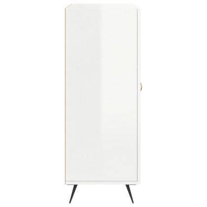 Сайдборд, бял гланц, 69,5x34x90 см, инженерно дърво