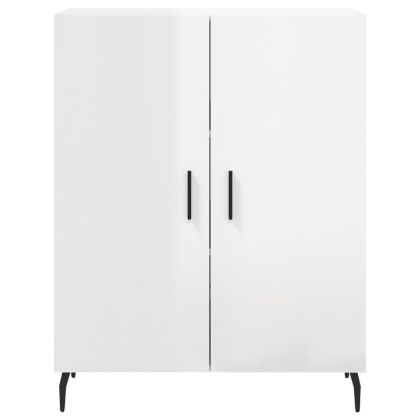 Сайдборд, бял гланц, 69,5x34x90 см, инженерно дърво