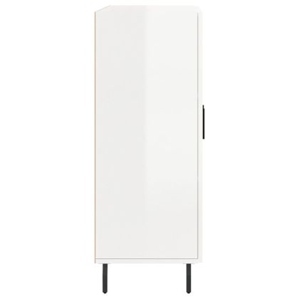 Сайдборд, бял гланц, 69,5x34x90 см, инженерно дърво