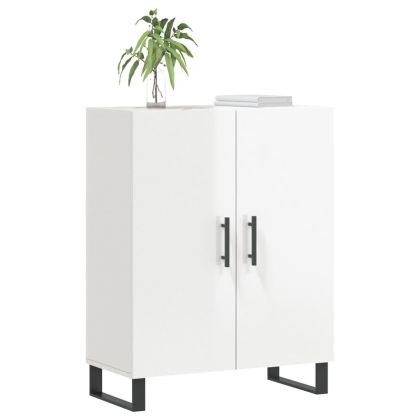 Сайдборд, бял гланц, 69,5x34x90 см, инженерно дърво