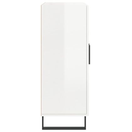 Сайдборд, бял гланц, 69,5x34x90 см, инженерно дърво