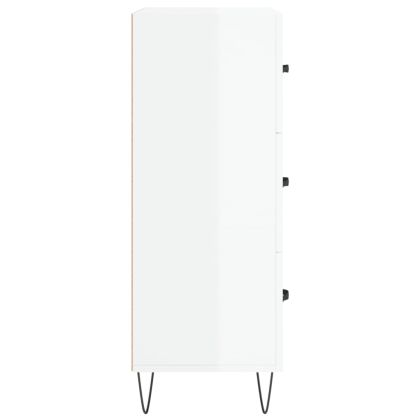 Сайдборд, бял гланц, 69,5x34x90 см, инженерно дърво