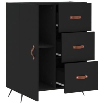 Сайдборд, черен, 69,5x34x90 см, инженерно дърво