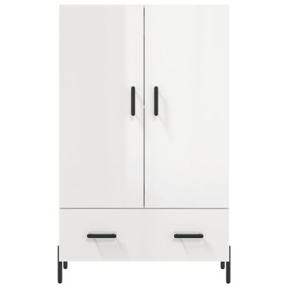 Висок шкаф, бял гланц, 69,5x31x115 см, инженерно дърво