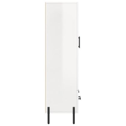 Висок шкаф, бял гланц, 69,5x31x115 см, инженерно дърво