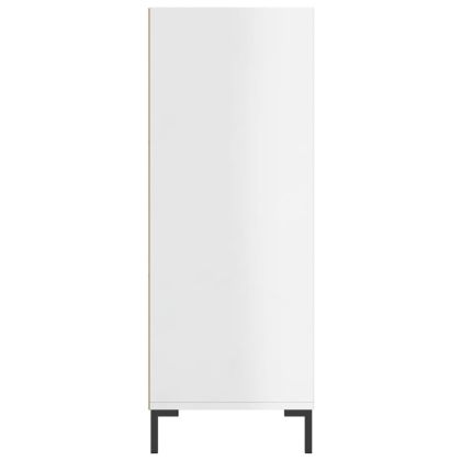 Библиотека, бял гланц, 69,5x32,5x90 см, инженерно дърво