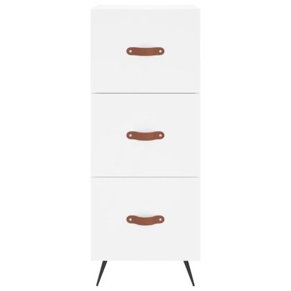 Сайдборд, бял, 34,5x34x90 см, инженерно дърво