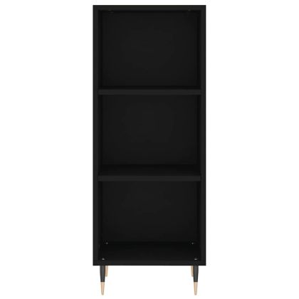 Сайдборд, черен, 34,5x32,5x90 см, инженерно дърво