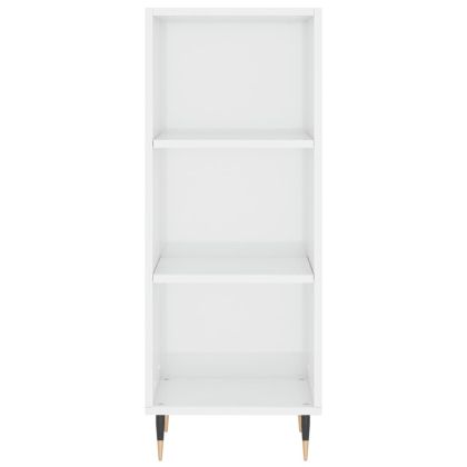 Сайдборд, бял гланц, 34,5x32,5x90 см, инженерно дърво