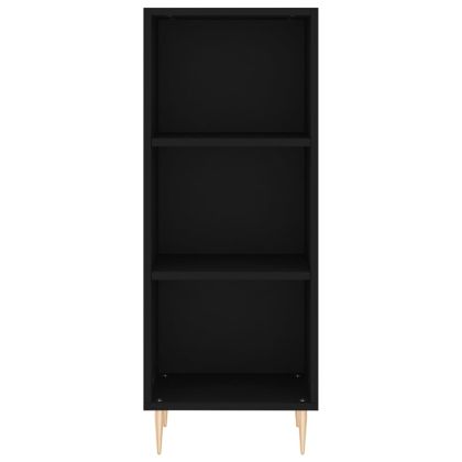 Сайдборд, черен, 34,5x32,5x90 см, инженерно дърво