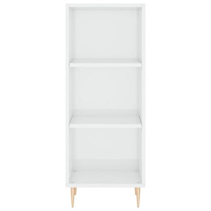 Сайдборд, бял гланц, 34,5x32,5x90 см, инженерно дърво