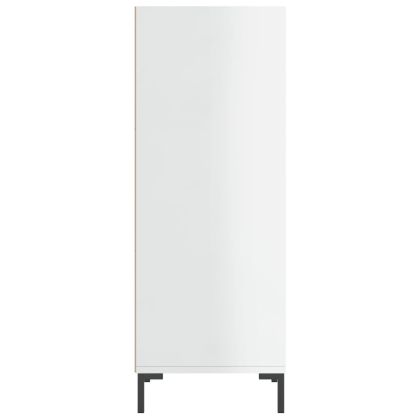 Сайдборд, бял гланц, 34,5x32,5x90 см, инженерно дърво