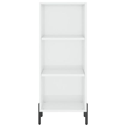 Сайдборд, бял гланц, 34,5x32,5x90 см, инженерно дърво