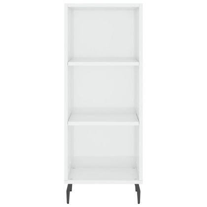 Сайдборд, бял гланц, 34,5x32,5x90 см, инженерно дърво