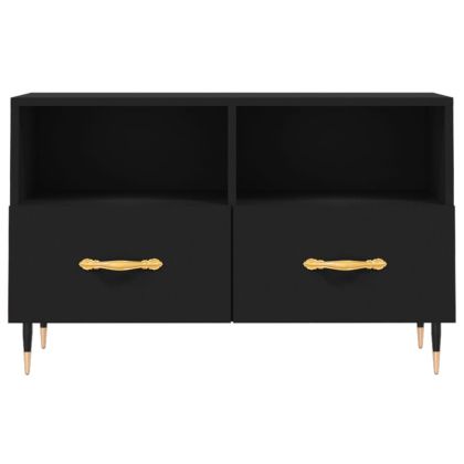 ТВ шкаф, черен, 80x36x50 см, инженерно дърво