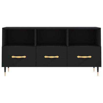 ТВ шкаф, черен, 102x36x50 см, инженерно дърво