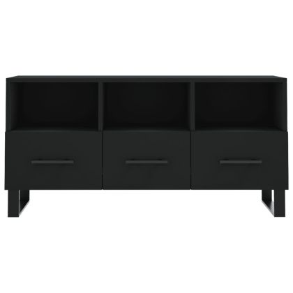ТВ шкаф, черен, 102x36x50 см, инженерно дърво