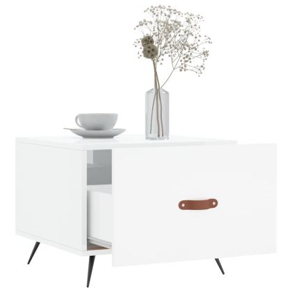 Кафе маса, бял гланц, 50x50x40 см, инженерно дърво