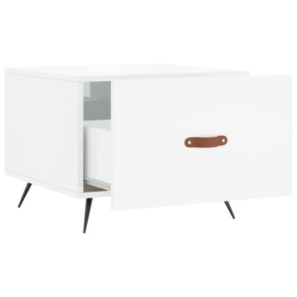 Кафе маса, бял гланц, 50x50x40 см, инженерно дърво