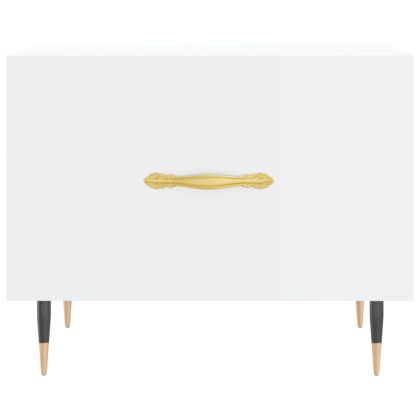 Кафе маса, бял гланц, 50x50x40 см, инженерно дърво