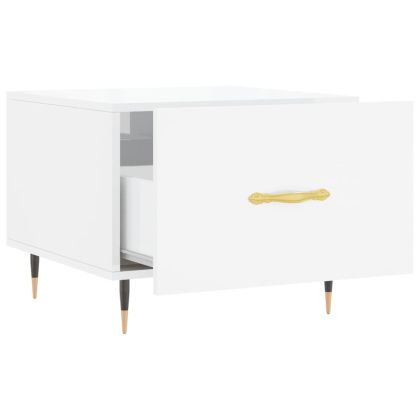 Кафе маса, бял гланц, 50x50x40 см, инженерно дърво