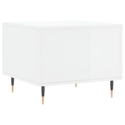 Кафе маса, бял гланц, 50x50x40 см, инженерно дърво