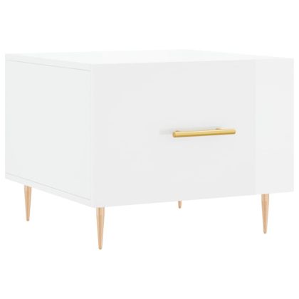 Кафе маса, бял гланц, 50x50x40 см, инженерно дърво