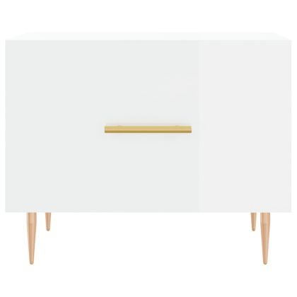 Кафе маса, бял гланц, 50x50x40 см, инженерно дърво