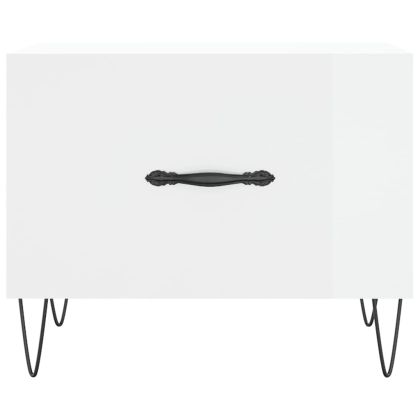 Кафе маса, бял гланц, 50x50x40 см, инженерно дърво