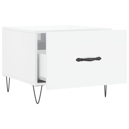 Кафе маса, бял гланц, 50x50x40 см, инженерно дърво