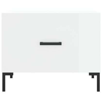 Кафе маса, бял гланц, 50x50x40 см, инженерно дърво