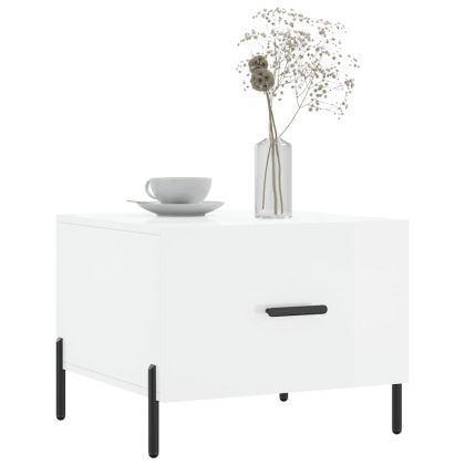 Кафе маса, бял гланц, 50x50x40 см, инженерно дърво