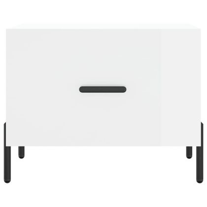 Кафе маса, бял гланц, 50x50x40 см, инженерно дърво