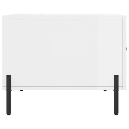 Кафе маса, бял гланц, 50x50x40 см, инженерно дърво