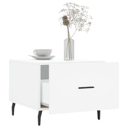 Кафе маса, бяла, 50x50x40 см, инженерно дърво