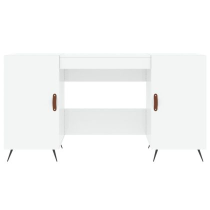 Бюро, бял гланц, 140x50x75 см, инженерно дърво