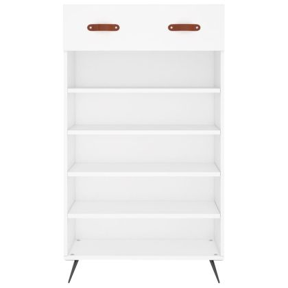 Шкаф за обувки, бял, 60x35x105 см, инженерно дърво