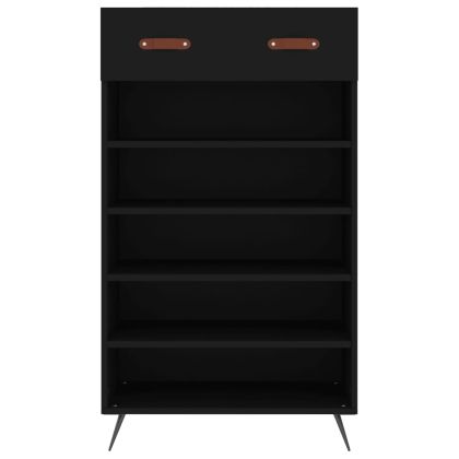 Шкаф за обувки, черен, 60x35x105 см, инженерно дърво