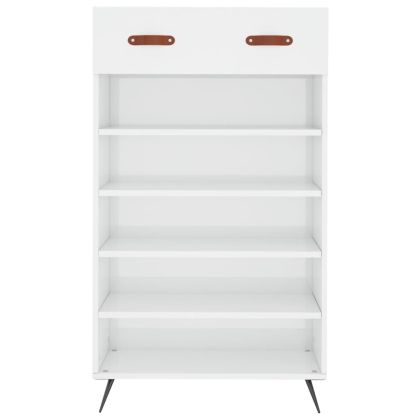 Шкаф за обувки, бял гланц, 60x35x105 см, инженерно дърво