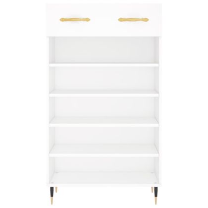 Шкаф за обувки, бял, 60x35x105 см, инженерно дърво