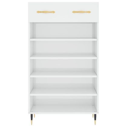 Шкаф за обувки, бял гланц, 60x35x105 см, инженерно дърво