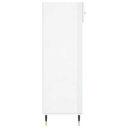 Шкаф за обувки, бял гланц, 60x35x105 см, инженерно дърво