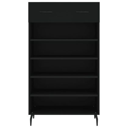 Шкаф за обувки, черен, 60x35x105 см, инженерно дърво