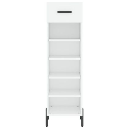 Шкаф за обувки, бял, 30x35x105 см, инженерно дърво