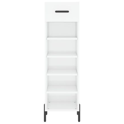 Шкаф за обувки, бял гланц, 30x35x105 см, инженерно дърво