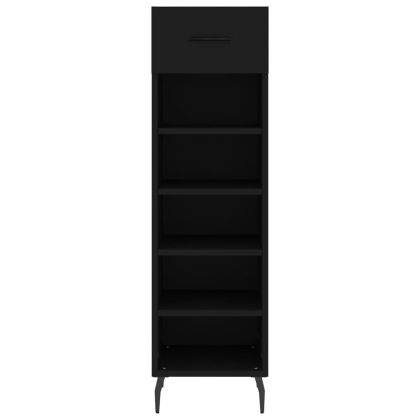 Шкаф за обувки, черен, 30x35x105 см, инженерно дърво