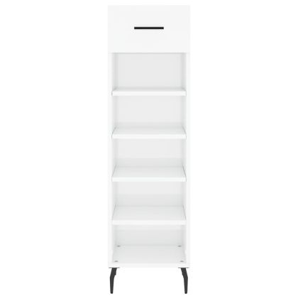 Шкаф за обувки, бял гланц, 30x35x105 см, инженерно дърво