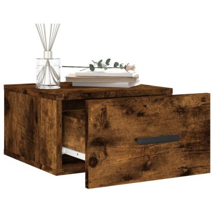 Нощно шкафче за стенен монтаж, опушен дъб, 35x35x20 см